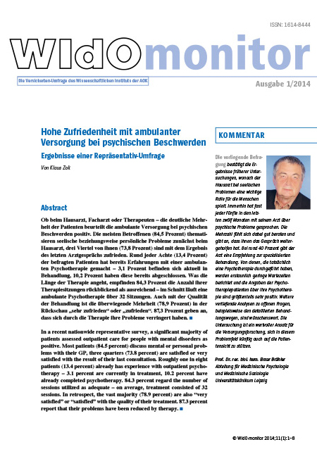 Cover der WIdO-Publikation WIdOmonitor 1/2014